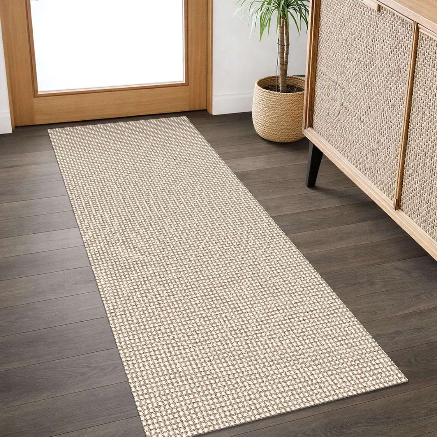 IOHOUZE Small Area Rug 2x3 Washable Woven Rugs for Entryway Non Slip Rubber Backed Kitchen Rugs Indoor Outdoor Doormat Throw Rug Floor Carpet for Entrance Front Door, Orange/Tan/Brown