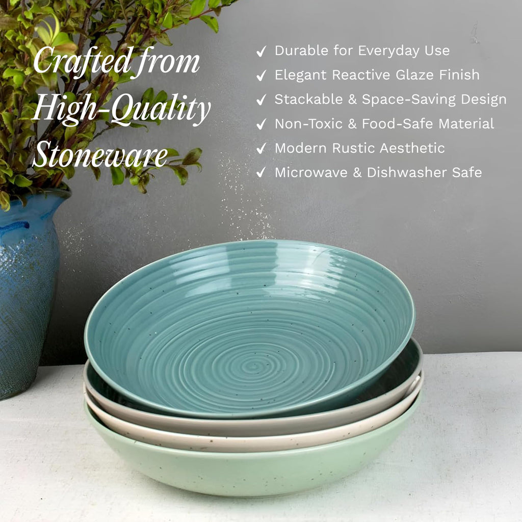 Sango Siterra Painter's Palette 16-Piece Stoneware Dinnerware Set - Service for 4, Ceramic Plates and Bowls Sets, Chip Resistant, Rustic Dishware, Microwave & Dishwasher Safe Kitchen Dishes