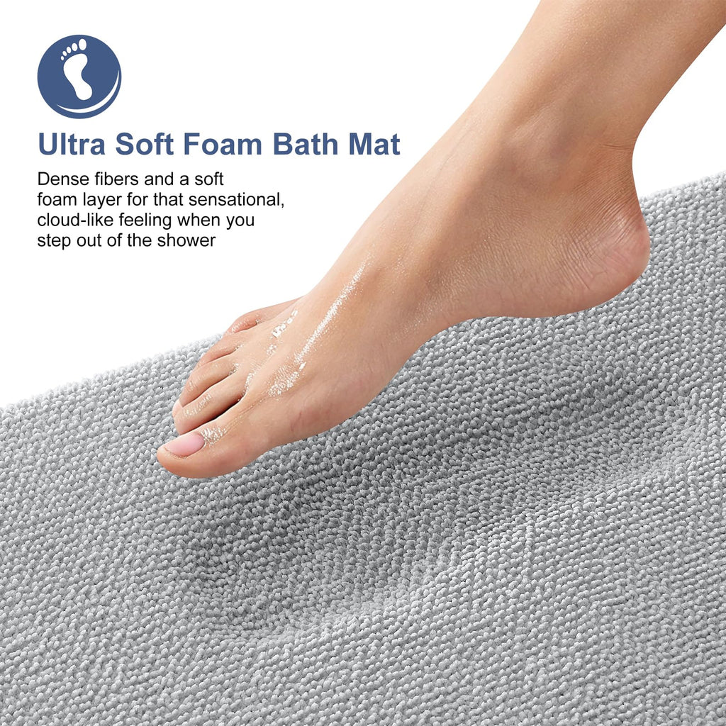 OLANLY Bathroom Rugs Sets 2 Piece, Soft Absorbent Memory Foam Bath Rug Set, Non-Slip, Quick Dry, Machine Washable Bath Mats for Bathroom, Home Decor Accessories (30"x20"+24"x16", Grey)