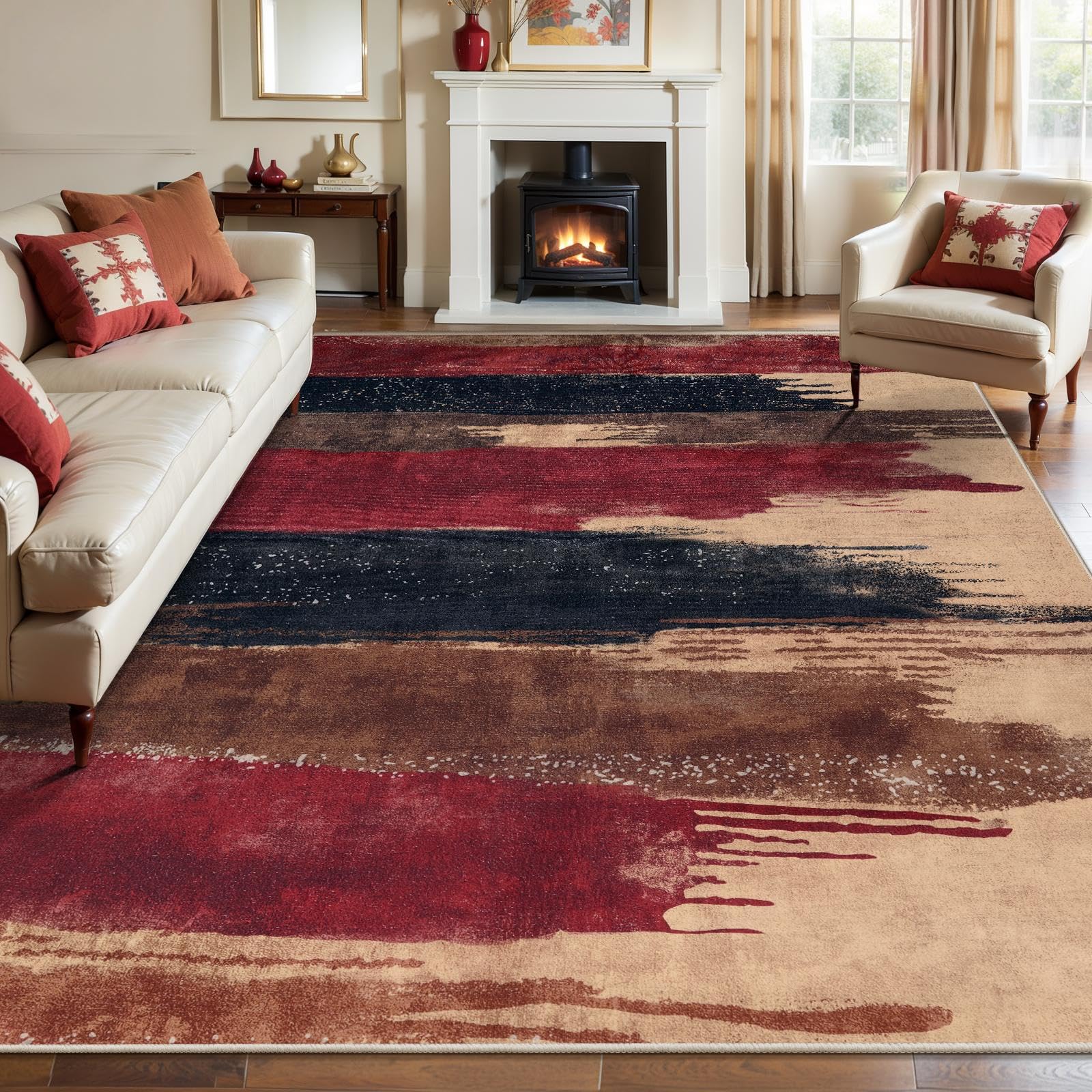 Ciicool Modern Abstract Area Rug 2x3 Washable Small Entryway Rug, Non-Slip Low Pile Throw Rug, Foldable Kitchen Bathroom Rugs, Blue Grey Floor Carpet for Entrance Living Room Bedroom Indoor Doormat