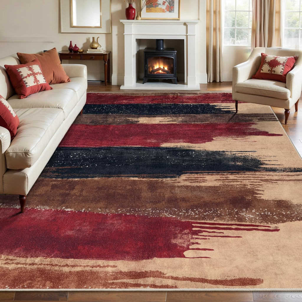Ciicool Modern Abstract Area Rug 2x3 Washable Small Entryway Rug, Non-Slip Low Pile Throw Rug, Foldable Kitchen Bathroom Rugs, Blue Grey Floor Carpet for Entrance Living Room Bedroom Indoor Doormat