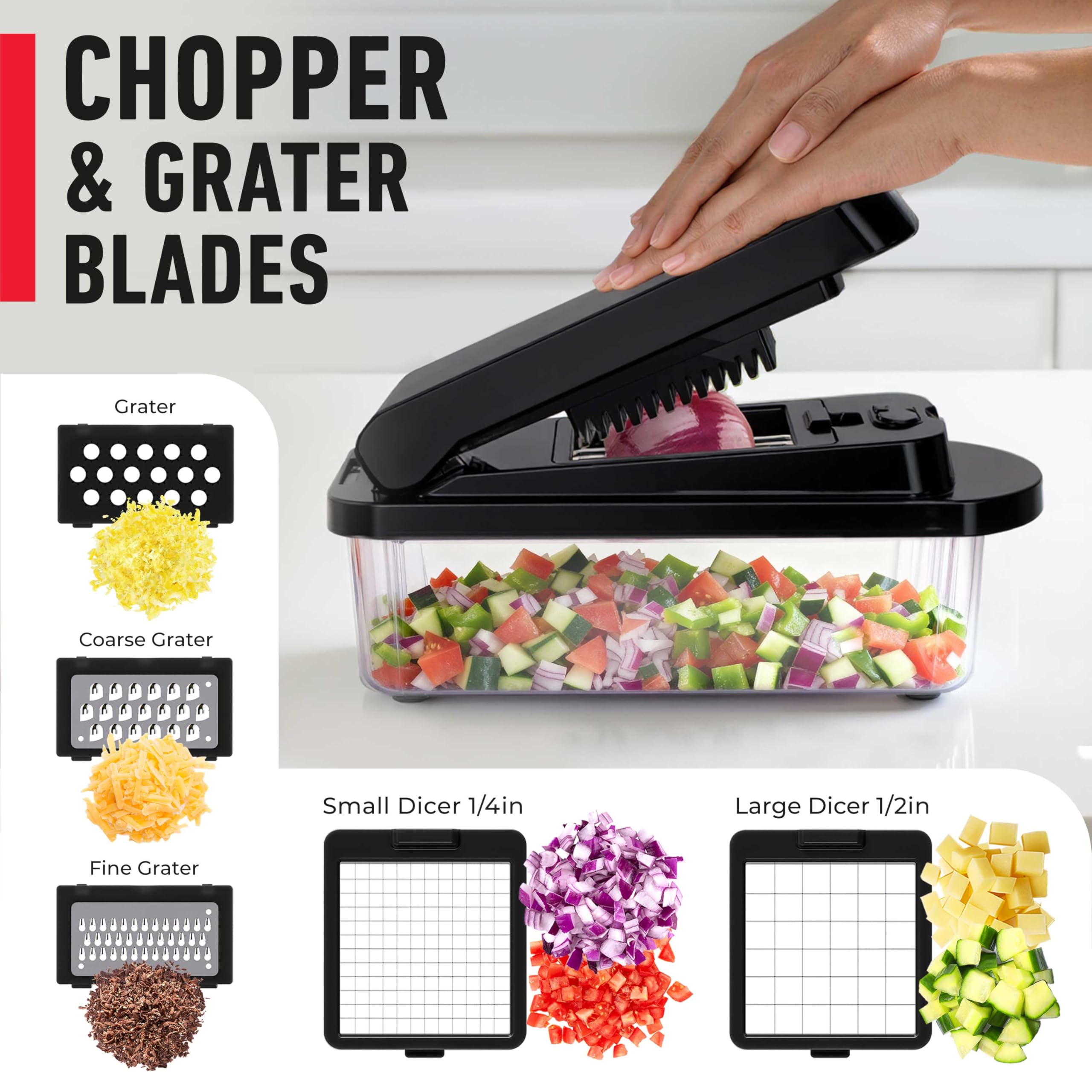 Mueller The Real Original Pro Chopper since 2013 Vegetable Chopper Mandoline Slicer, 8 Blade Food Veggie Chopper Onion Vegetable Cutter with Container, Kitchen Gadgets & Essentials, (10 in 1)