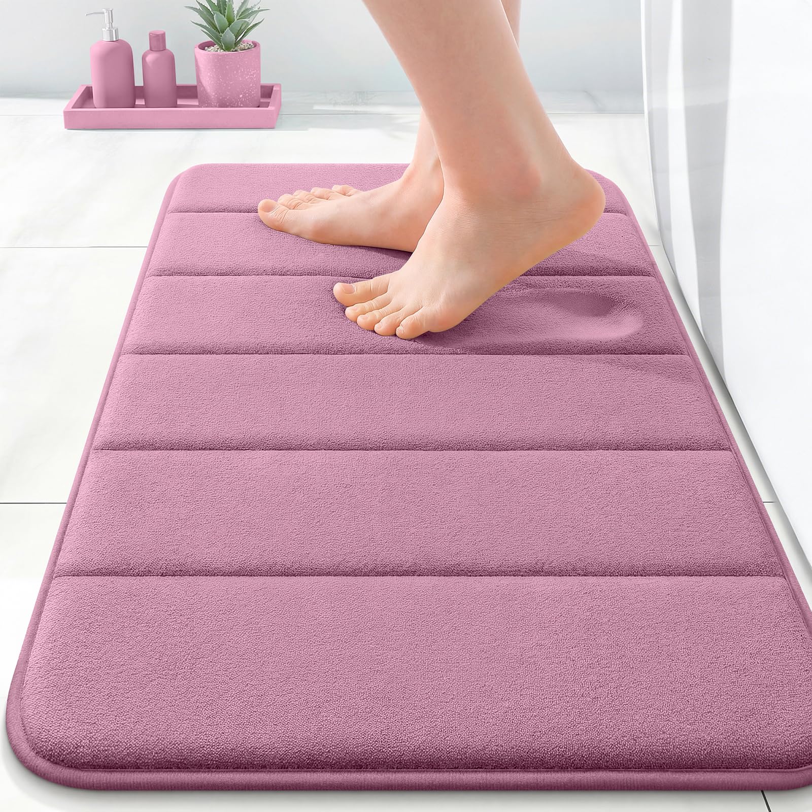 OLANLY Memory Foam Bath Mat 30x20, Super Soft Absorbent Bathroom Rugs, Quick Dry, Machine Washable Shower Floor Rugs, Bathmat Carpet, Bathroom Home Decor Accessories, Grey
