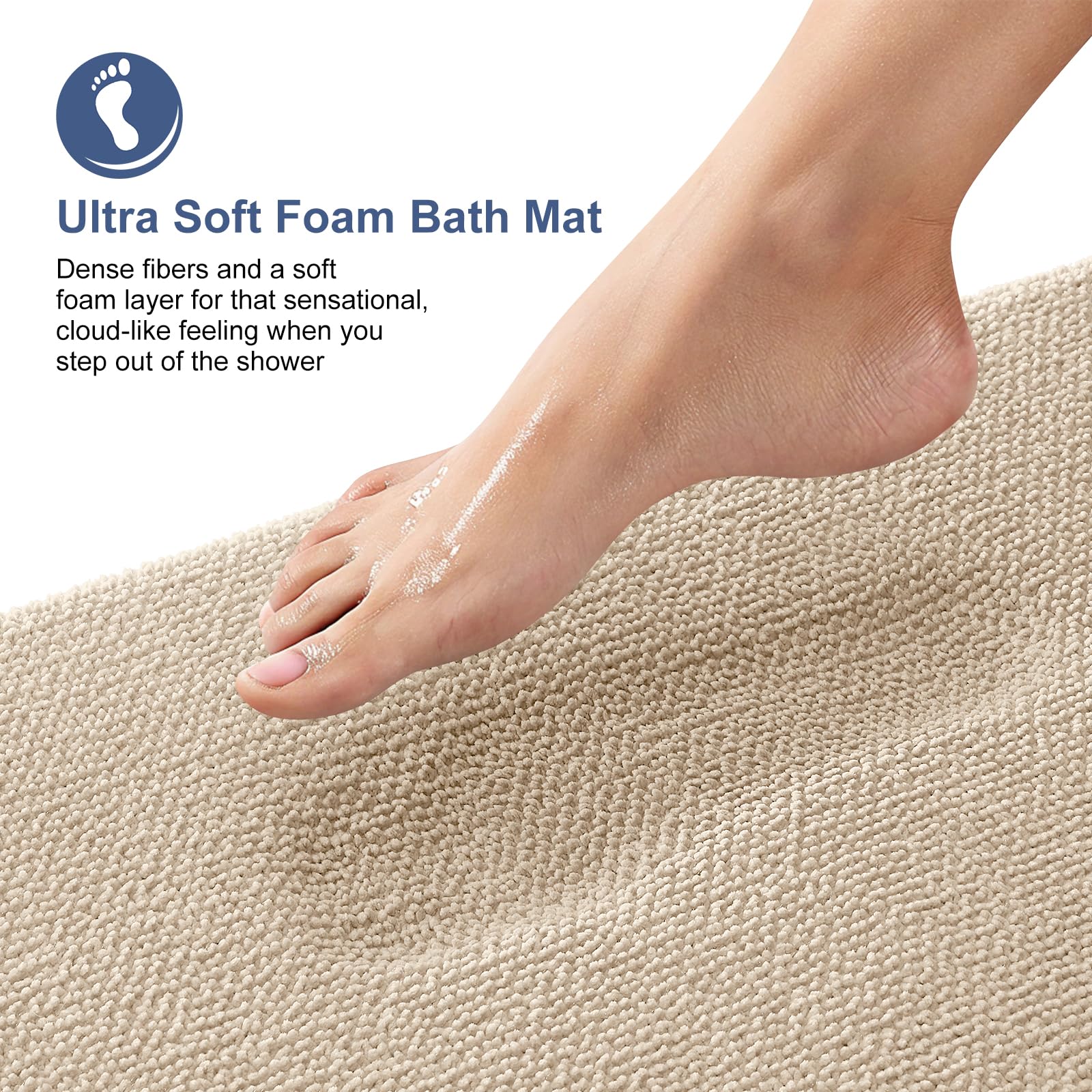 OLANLY Bathroom Rugs Sets 2 Piece, Soft Absorbent Memory Foam Bath Rug Set, Non-Slip, Quick Dry, Machine Washable Bath Mats for Bathroom, Home Decor Accessories (30"x20"+24"x16", Grey)