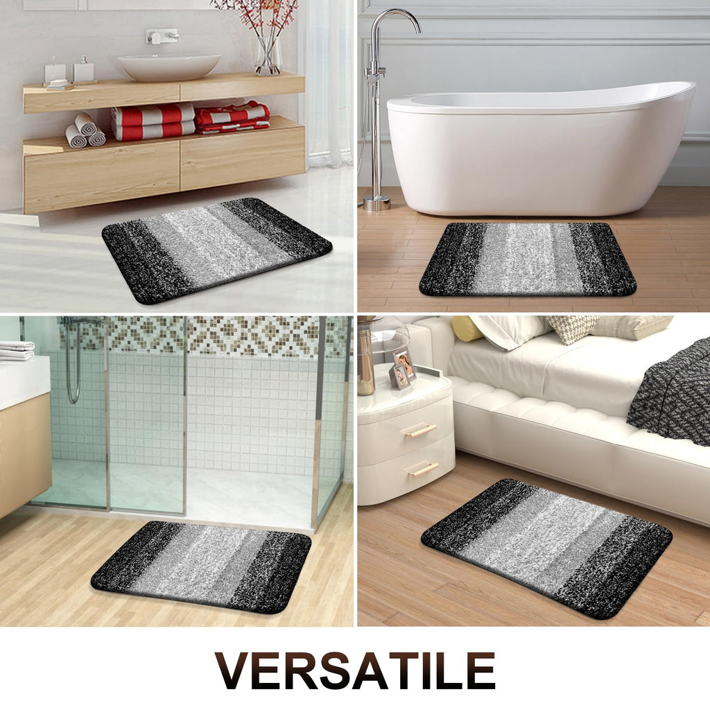 OLANLY Bathroom Rugs Sets 4 piece, Soft Microfiber Absorbent Bath Mat, U-Shaped Contour Toilet Mat and Toilet Lid Cover, Quick Dry, Machine Washable, Toilet Cover and Rug Set for Bathroom, Grey
