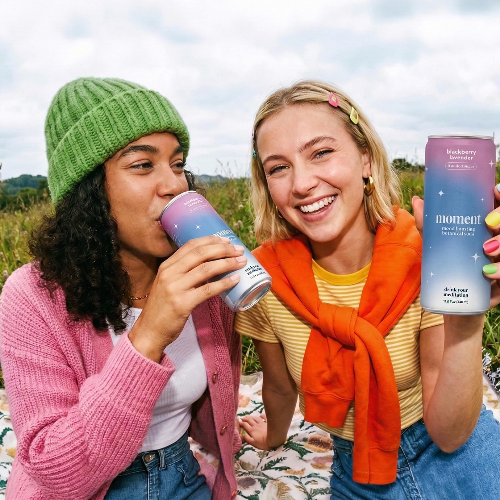 Moment Botanical Soda (Shark Tank) - Calm, Clarity & Relaxation with L-Theanine & Ashwagandha - Non Alcoholic Drinks for Adults - Sparkling Adaptogen Drink - 0 Sugar 0 Caffeine - 12 Pack 11.5 fl oz
