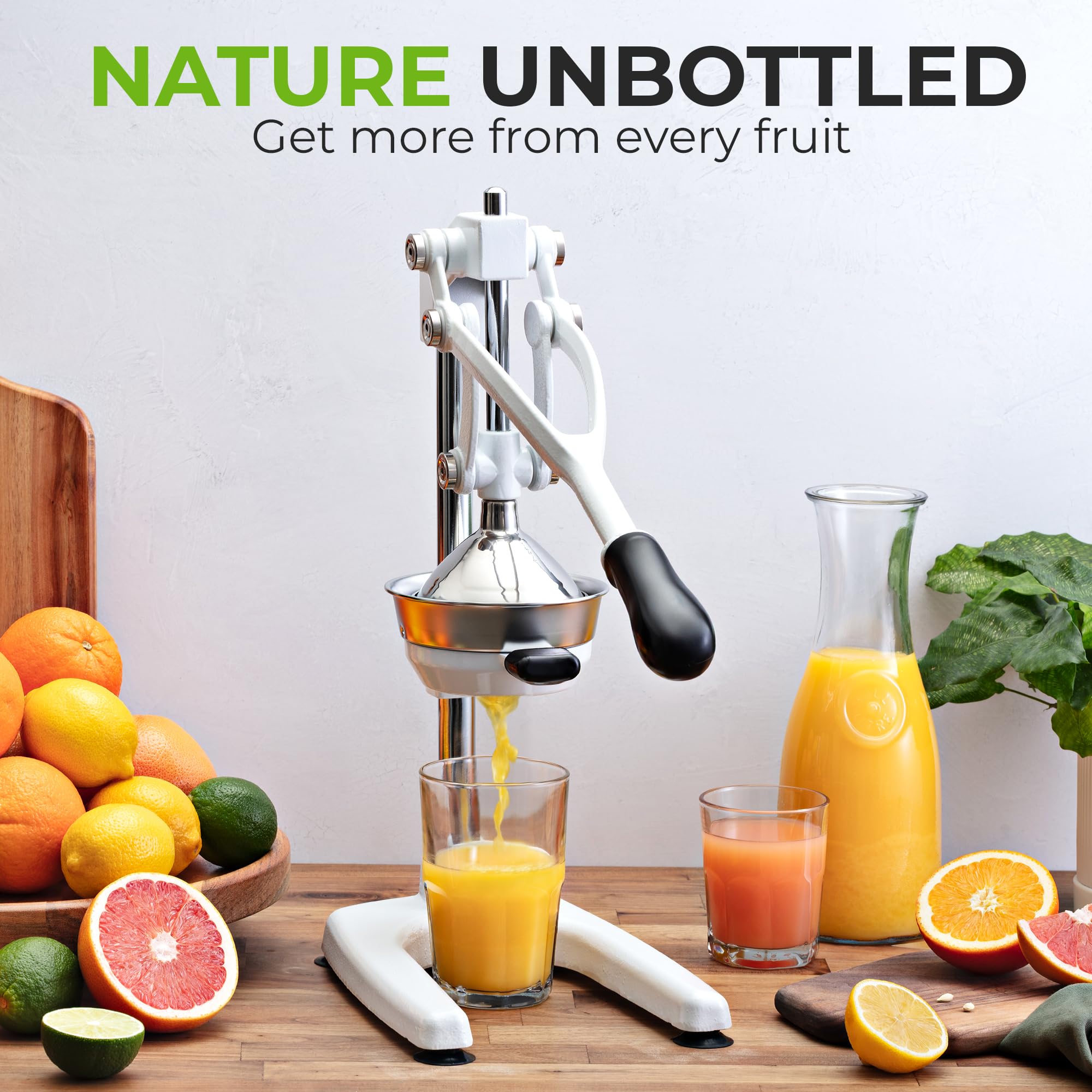 Zulay Kitchen Cast Iron Juicer - Easy-to-Clean Heavy-Duty Manual Juicer, Professional Citrus Juicer - Stainless Steel Lemon Squeezer - Manual Citrus Press & Orange Squeezer - Orange Juicer (Black)