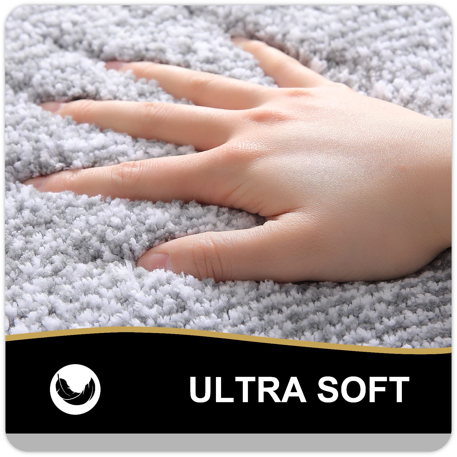 OLANLY Bathroom Rugs Sets 3 Piece, Soft Absorbent Microfiber Bath Mats and U-Shaped Contour Toilet Rug, Home Decor Accessories, Non-Slip, Bath Mat Set for Bathroom (30"x20"+24"x16"+24"x20", Grey)
