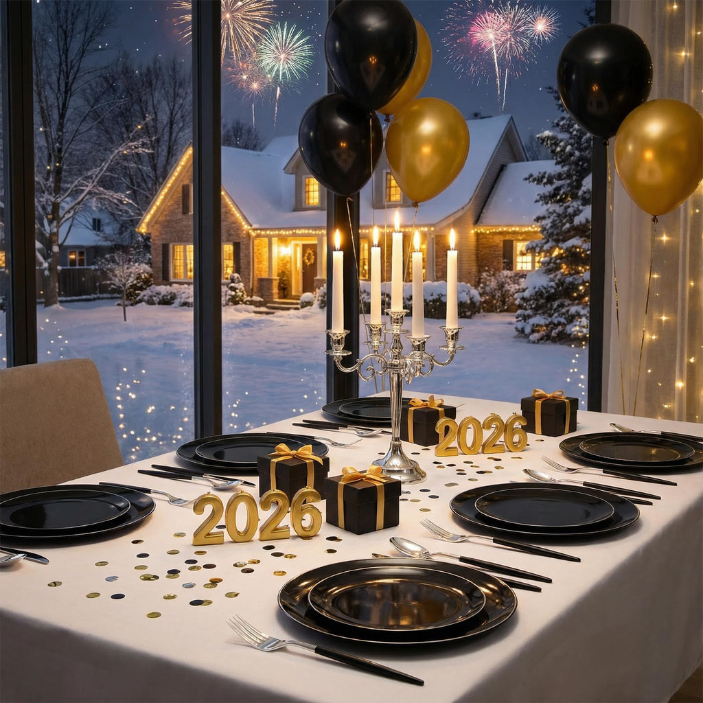 DaYammi 150Pcs Gold Plastic Plates with Disposable Silverware,White Gold Disposable Dinnerware Set - 30 Dinner Plate,30 Dessert Plate,90 Gold Cutlery with White Handles,Fancy Plates for Party Wedding