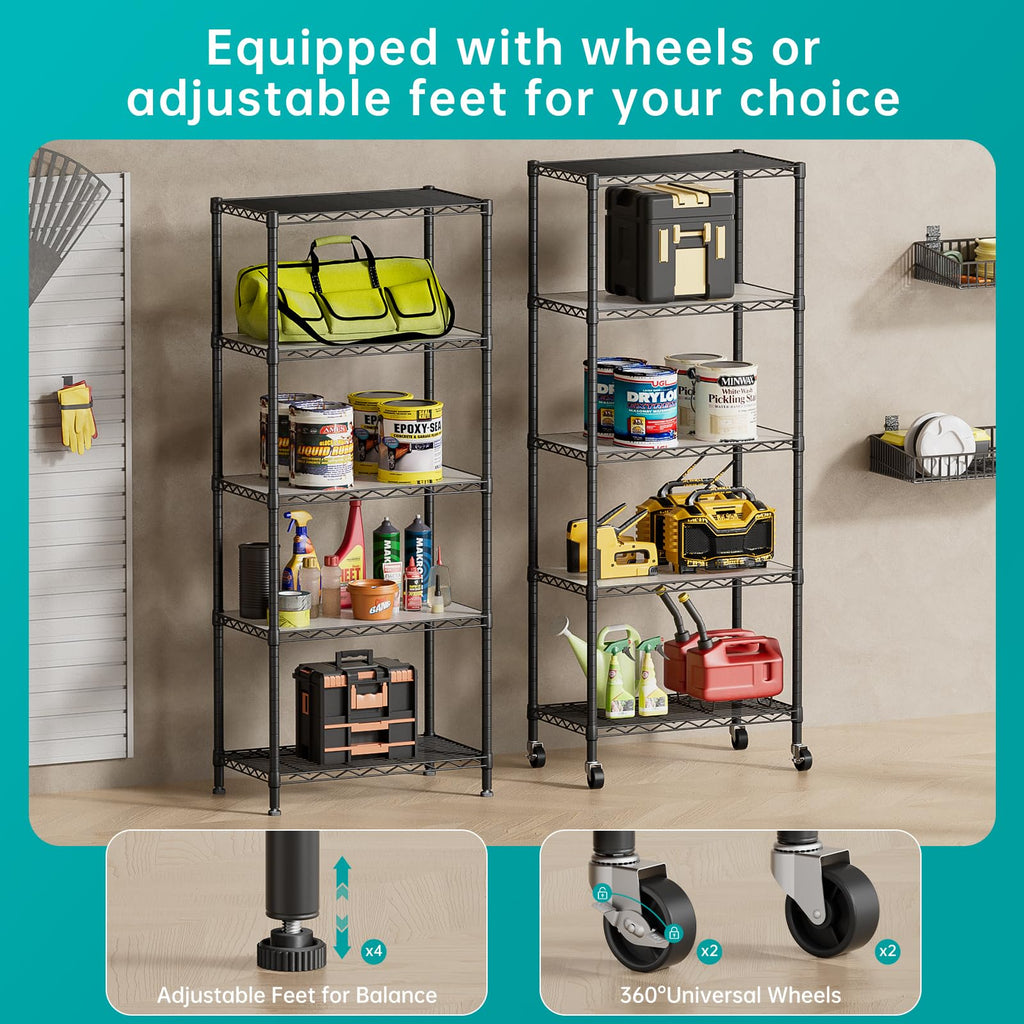 SINGAYE 3 Small Shelves Storage Shelf Wire Shelving Unit Metal Shelf Adjustable Organizers Storage Shelving with Wheels for Bathroom Laundry Room Kitchen Pantry11.5”D x 17.5”W x 30.5”H White