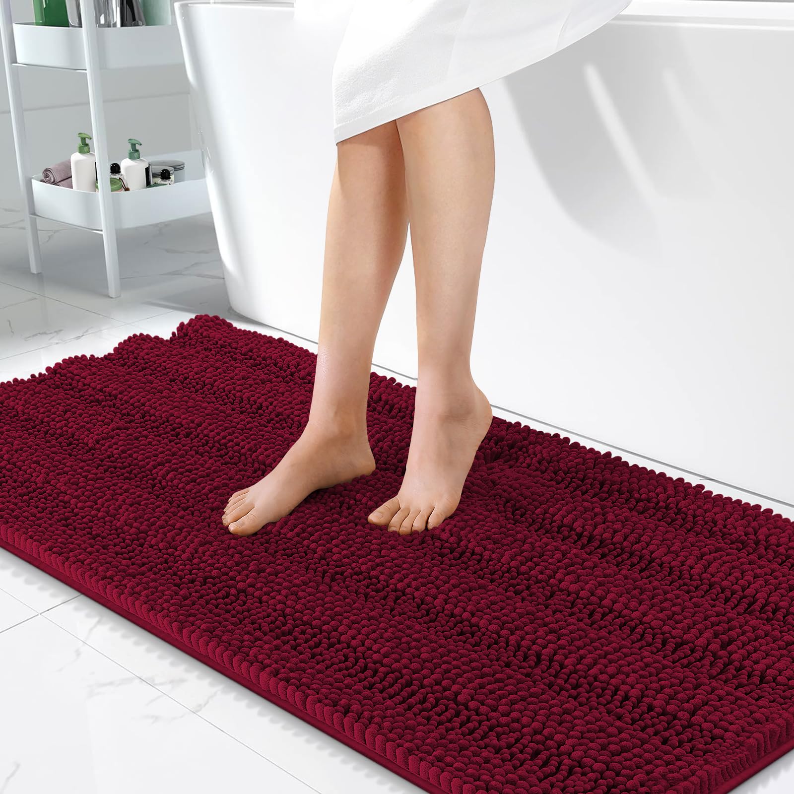 OLANLY Thick Bathroom Rugs 30x20, Extra Soft Absorbent Chenille Striped Bath Rugs, Rubber Backing, Machine Wash Dry, Bath Mats for Bathroom Floor, Tub and Shower, Home Decor Accessories, Grey