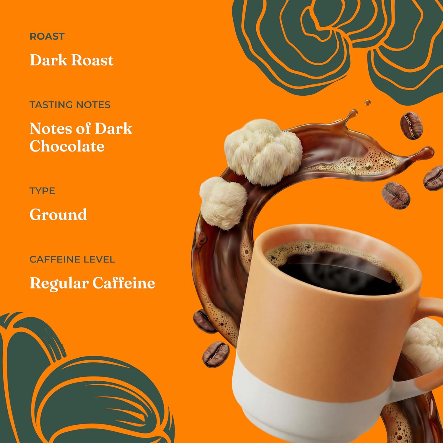 FOUR SIGMATIC Organic Focus Mushroom Ground Coffee, 12 OZ