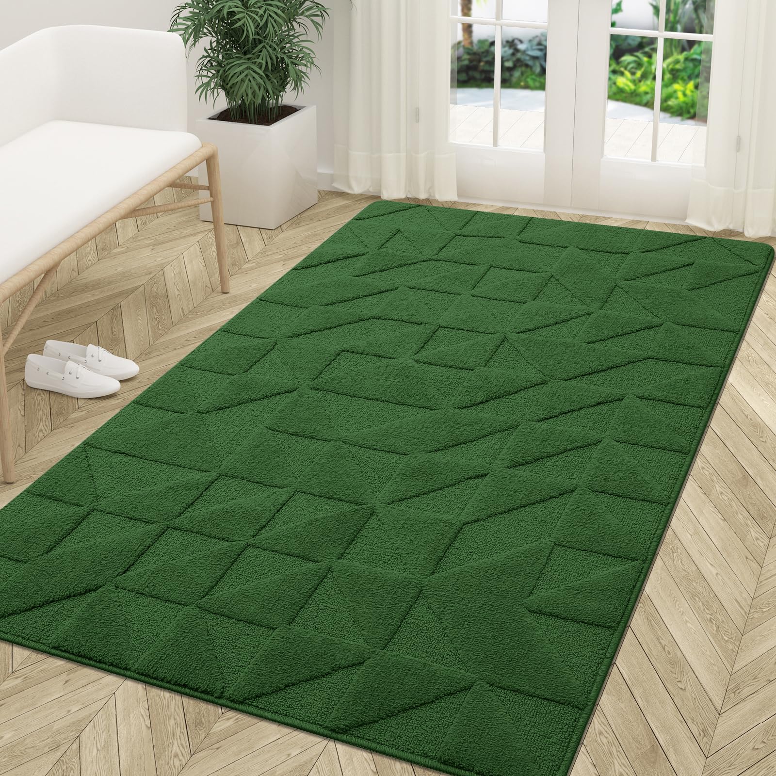 OLANLY Door Mats Indoor, Non-Slip, Absorbent, Dirt Resist, Entrance Washable Mat, Low-Profile Inside Entry Doormat for Entryway (32x20 inches, Grey)