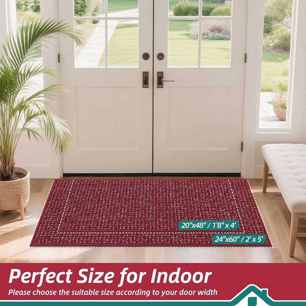 BEQHAUSE Dirt Trapper Door Mat 20" x 32", Non-Slip Washable Doormats Entrance Mat, Dirt Resistant and Absorbent Welcome Mat, Low Profile Floor Mats for Front Back Door and Entryway, Charcoal