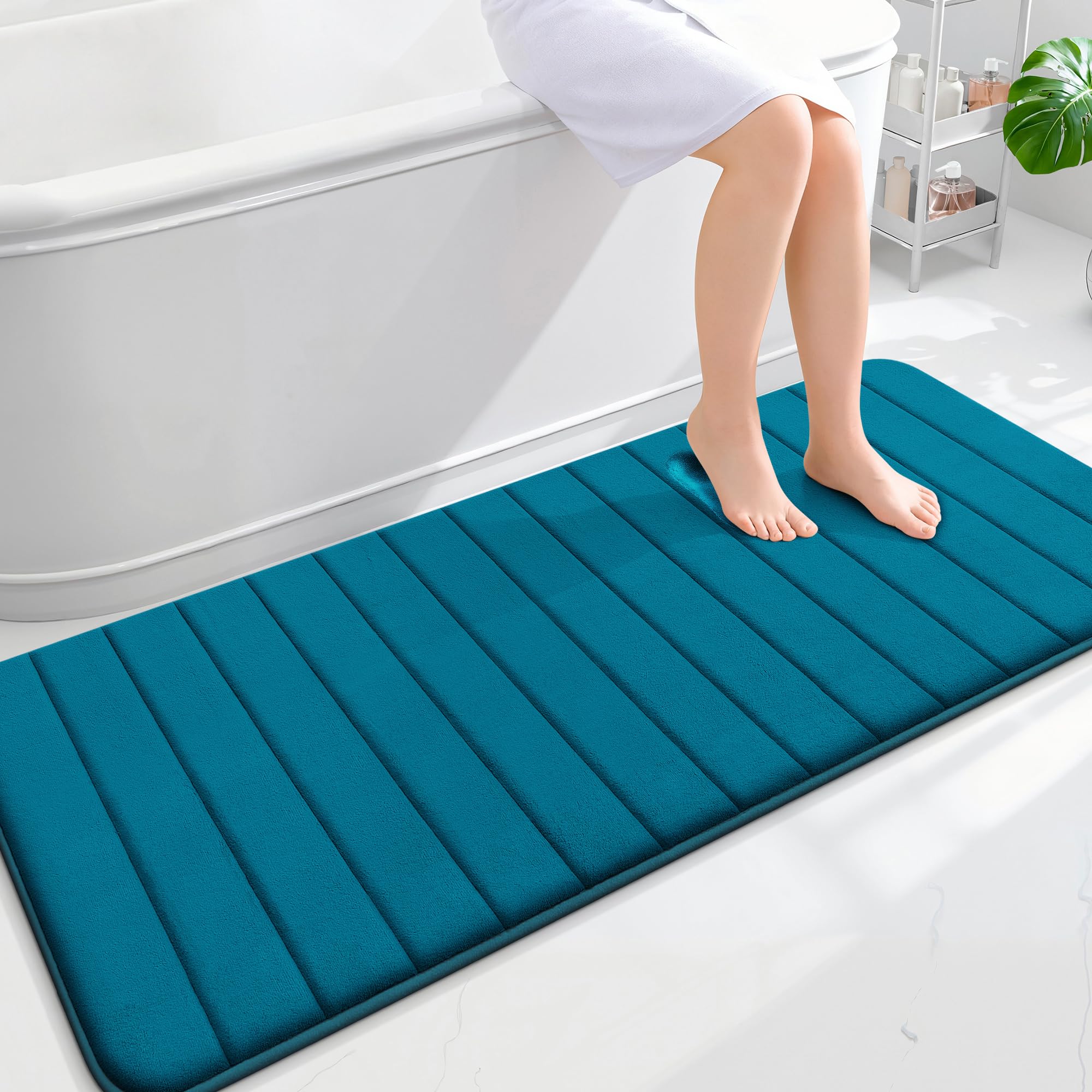 OLANLY Memory Foam Bath Mat 30x20, Super Soft Absorbent Bathroom Rugs, Quick Dry, Machine Washable Shower Floor Rugs, Bathmat Carpet, Bathroom Home Decor Accessories, Grey
