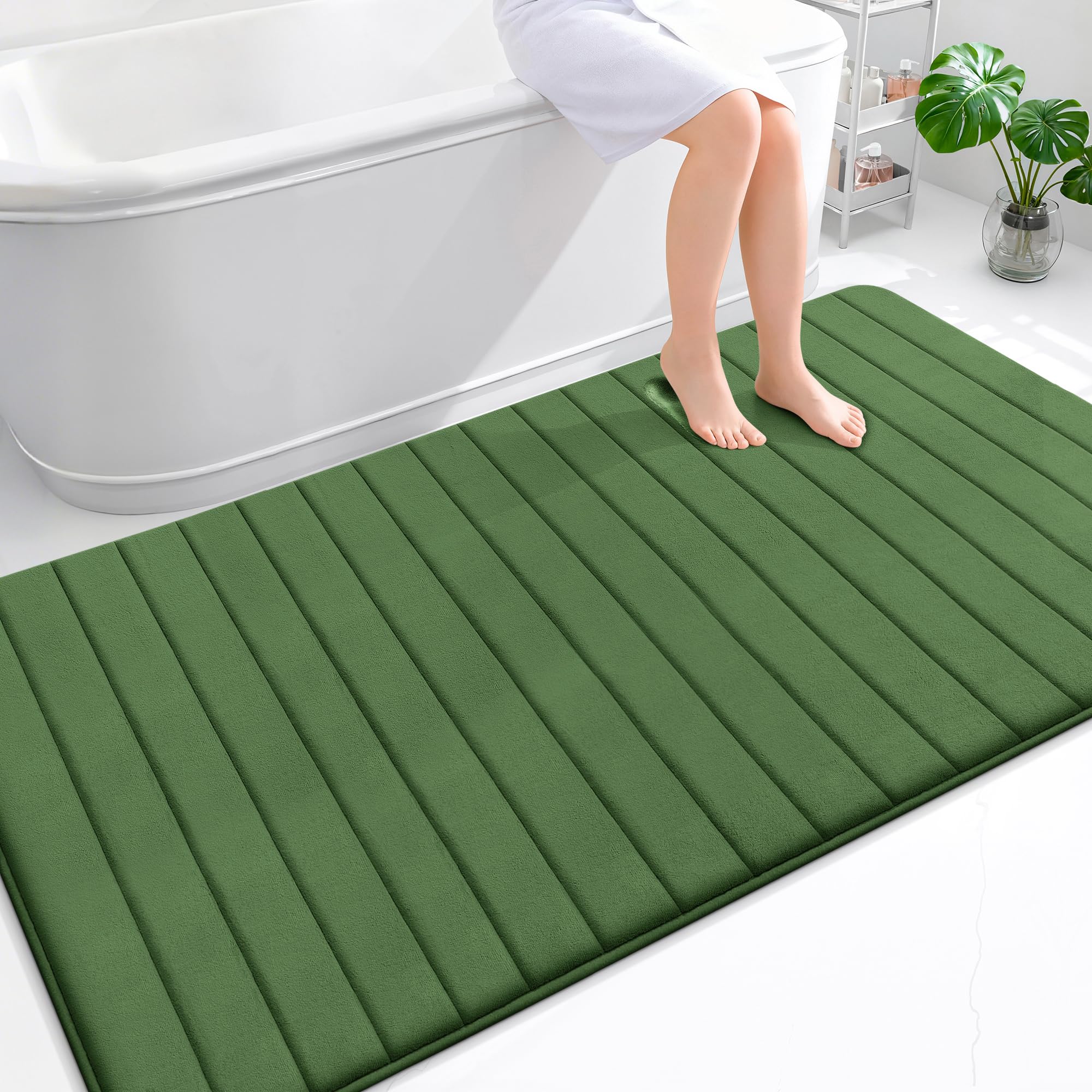 OLANLY Memory Foam Bath Mat 30x20, Super Soft Absorbent Bathroom Rugs, Quick Dry, Machine Washable Shower Floor Rugs, Bathmat Carpet, Bathroom Home Decor Accessories, Grey