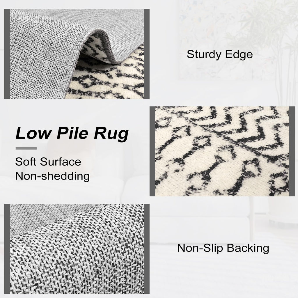 Moroccan Washable Rugs, 2x3 Light Grey Rug Non-Slip Small Distressed Entryway Rugs, Soft Low-Pile Bedroom Rug Indoor Doormat Carpet for Entryway Kitchen Bathroom