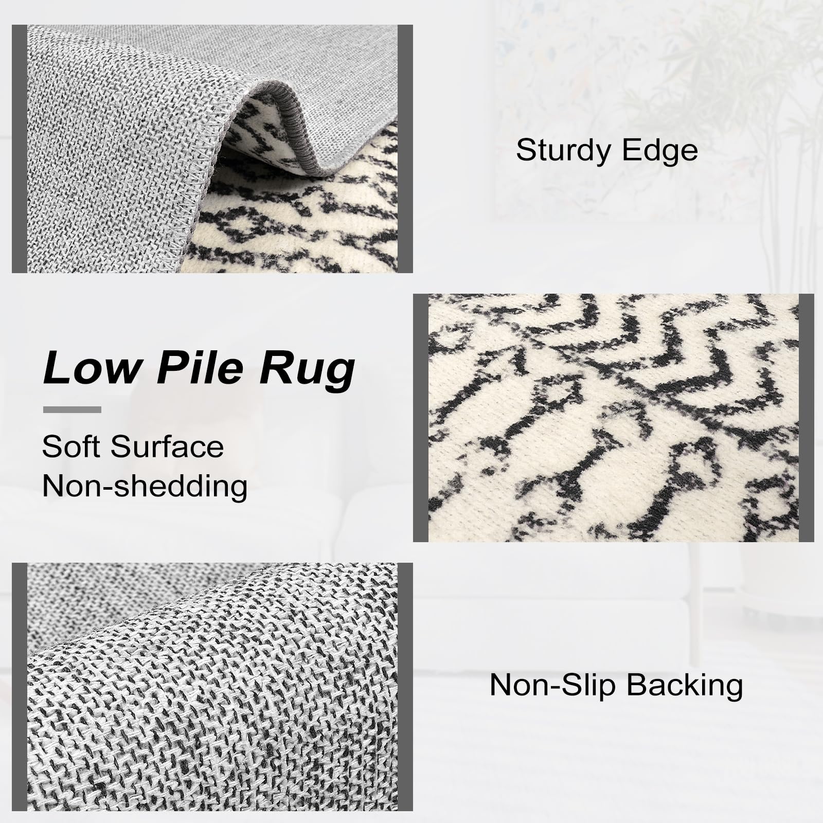 Moroccan Washable Rugs, 2x3 Light Grey Rug Non-Slip Small Distressed Entryway Rugs, Soft Low-Pile Bedroom Rug Indoor Doormat Carpet for Entryway Kitchen Bathroom