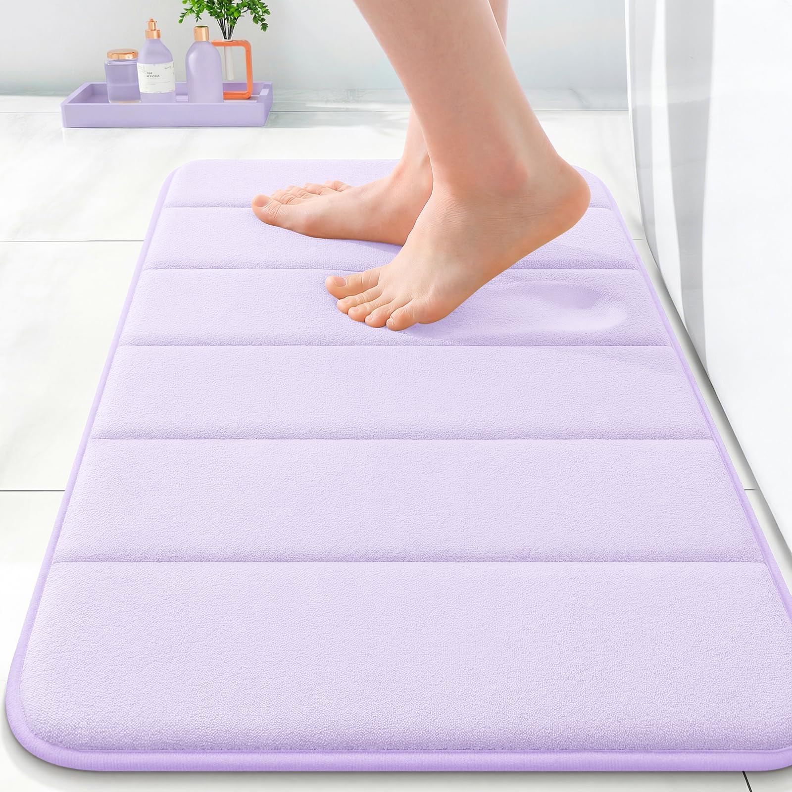 OLANLY Memory Foam Bath Mat 30x20, Super Soft Absorbent Bathroom Rugs, Quick Dry, Machine Washable Shower Floor Rugs, Bathmat Carpet, Bathroom Home Decor Accessories, Grey