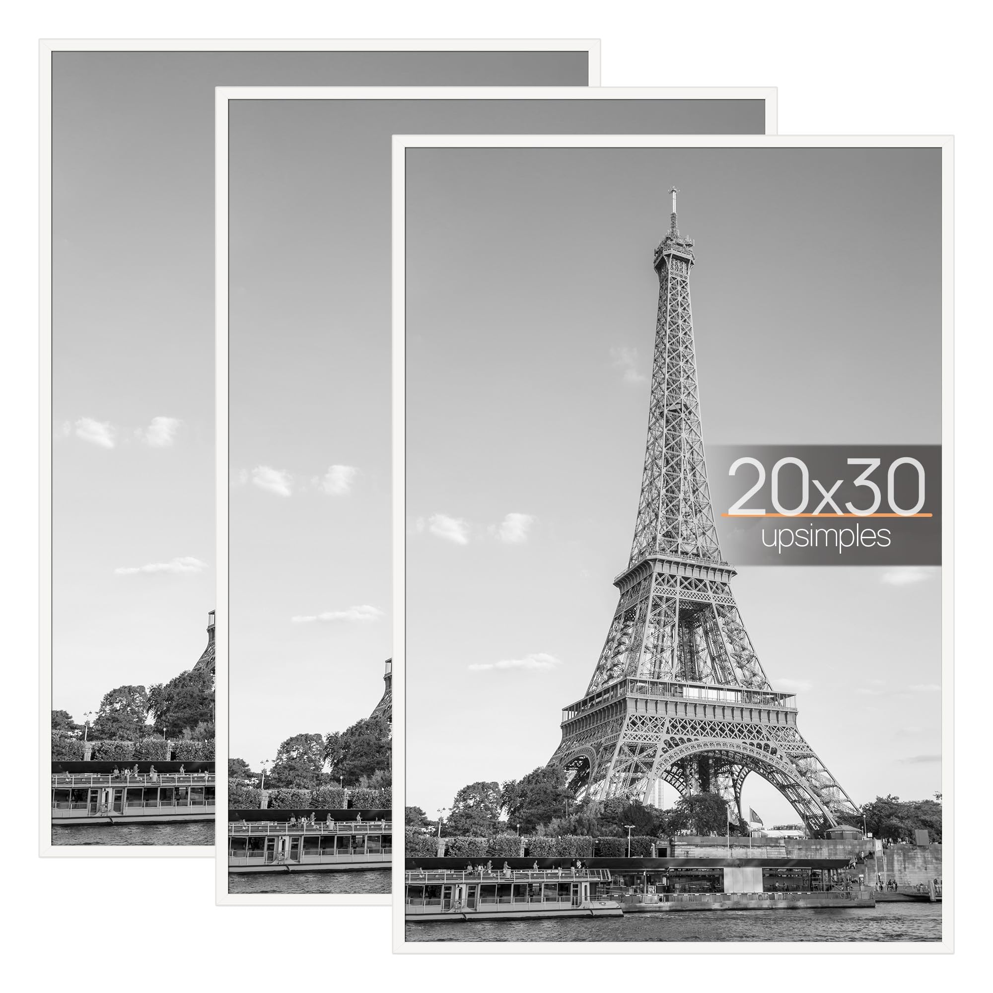upsimples 12x16 Picture Frame Black 3 Pack, Scratch-Proof Poster Frames 12 x 16 for Photo Gallery - Slide-In Strips, Horizontal or Vertical Wall Mounting