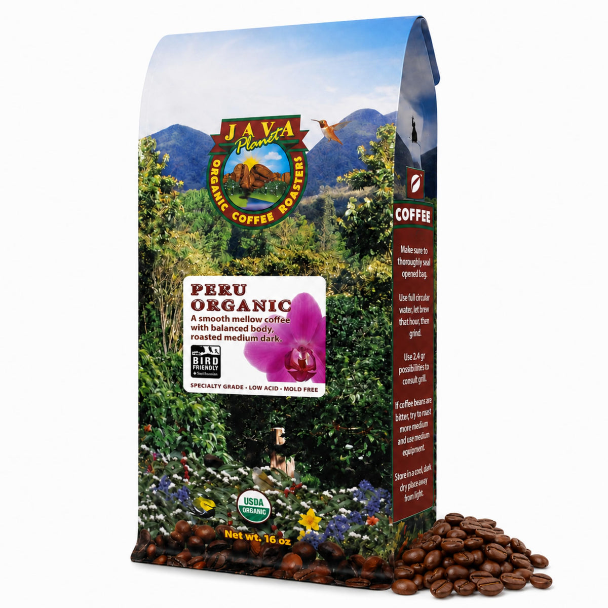Java Planet Low Acid Organic Espresso Whole Bean Coffee 16oz