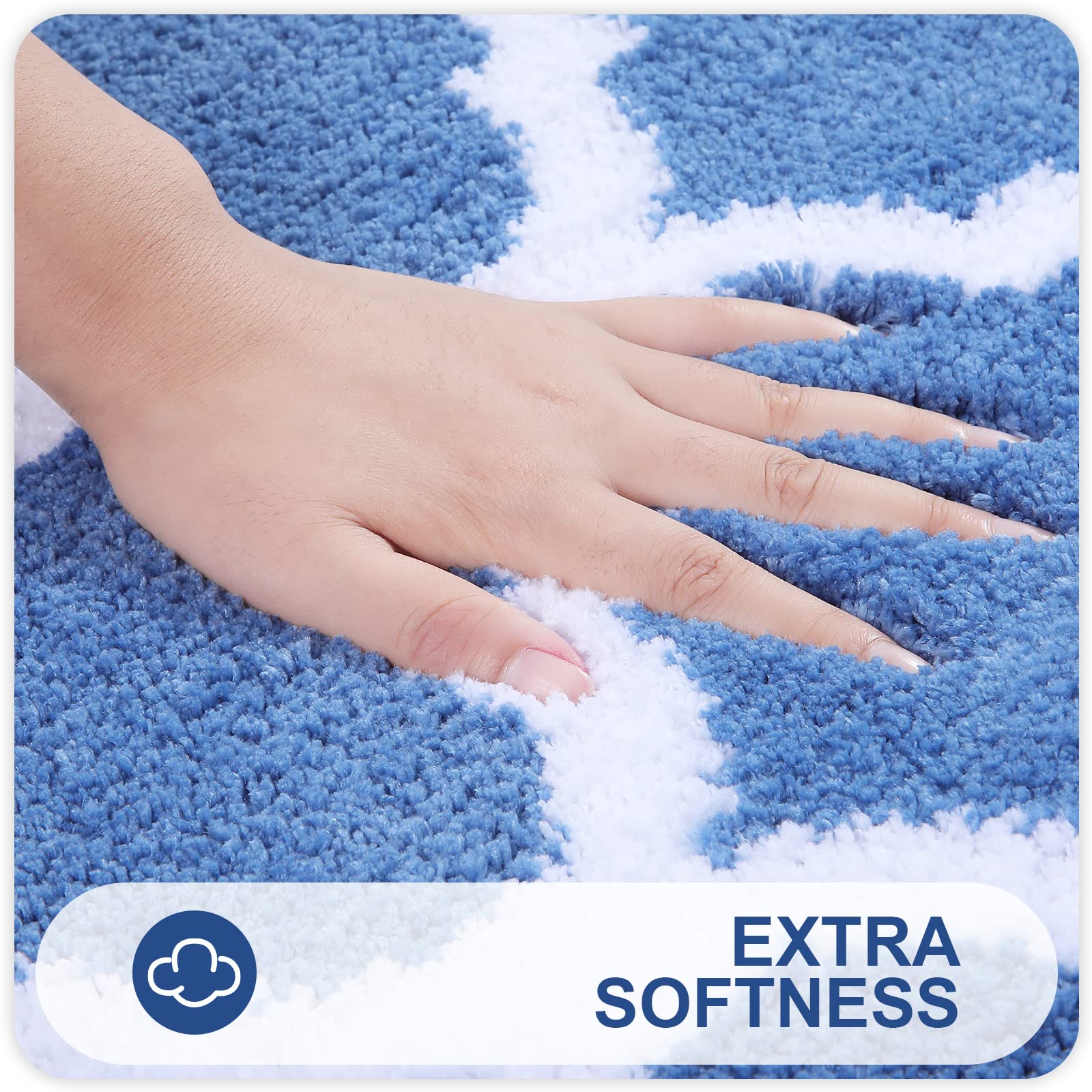 OLANLY Bathroom Rugs 24x16, Soft and Absorbent Microfiber Bath Rugs, Non-Slip Shaggy Shower Carpet, Machine Wash Dry, Bath Mats for Bathroom Floor, Tub and Shower, Grey