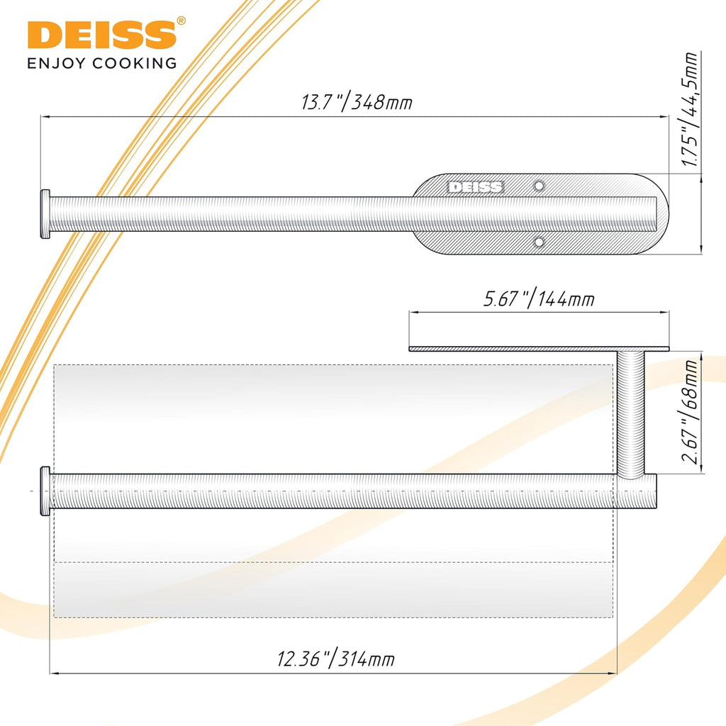 Deiss Pro Paper Towel Holder – Under Cabinet, Wall Mount, or Countertop – Rust-Resistant Stainless Steel, One-Handed Tear Design, Space-Saving Paper Towel Dispenser, Towel Holder for Kitchen