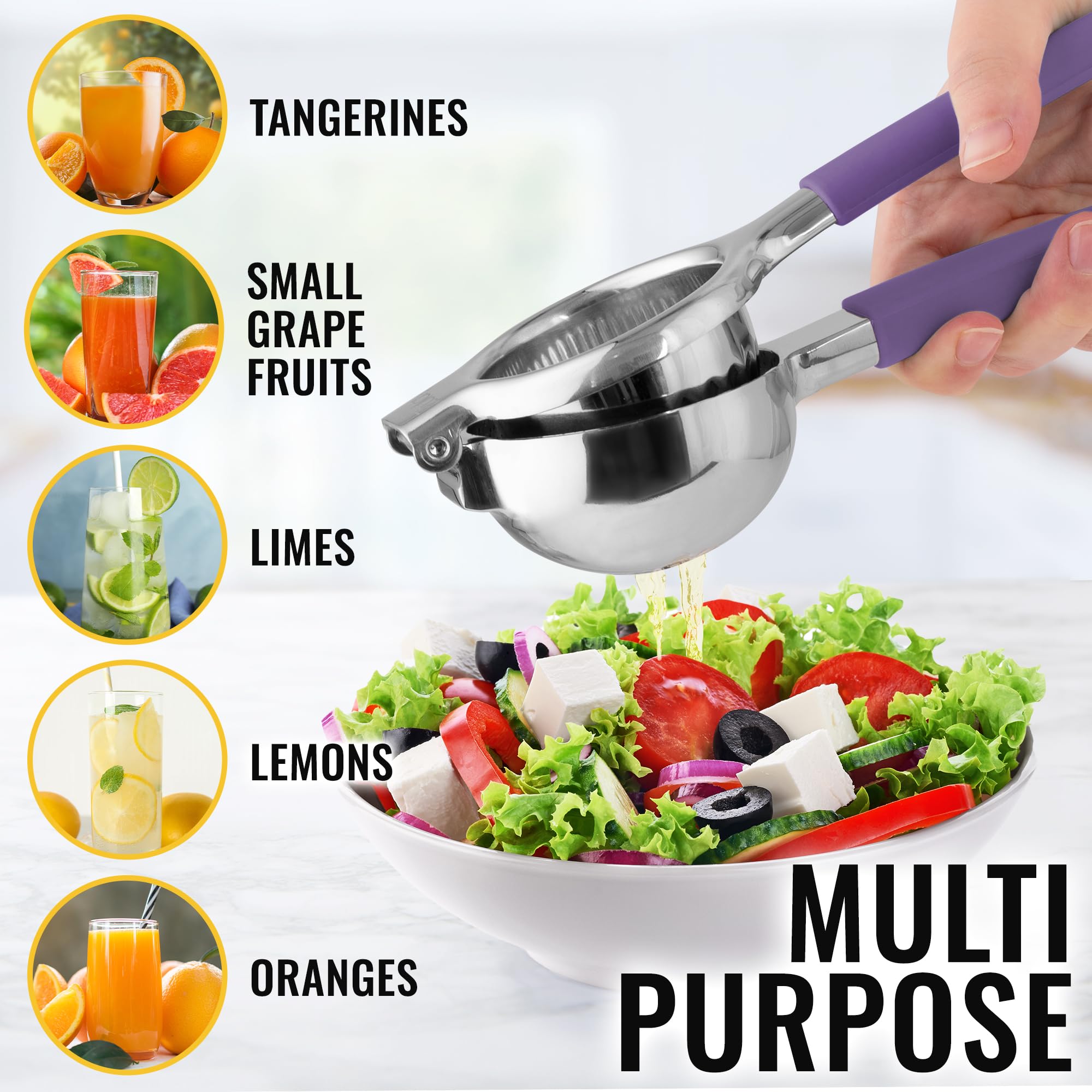 Lemon Squeezer Stainless Steel with Premium Quality Heavy Duty Solid Metal Squeezer Bowl - Large Manual Citrus Press Juicer and Lime Squeezer Stainless Steel - by Zulay Kitchen
