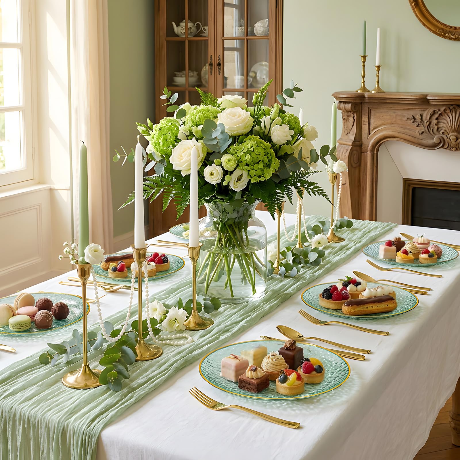 DaYammi 240Pcs Gold Plastic Plates Including 120Pcs Dessert Plates and 120Pcs Cake Forks,Hammered Party Plate,Clear Gold Appetizer plates Heavy duty Disposable Plastic Plate for Party Wedding Birthday