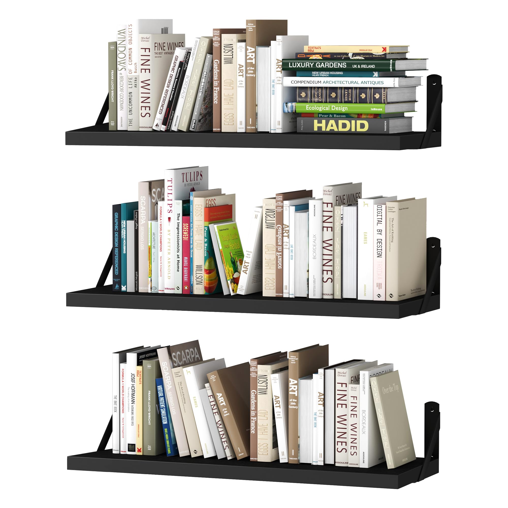 upsimples Floating Book Shelves for Wall, 15.7 Inches Wood Shelves for Living Room, Bathroom, Bedroom, Kitchen Storage and Decoration, White