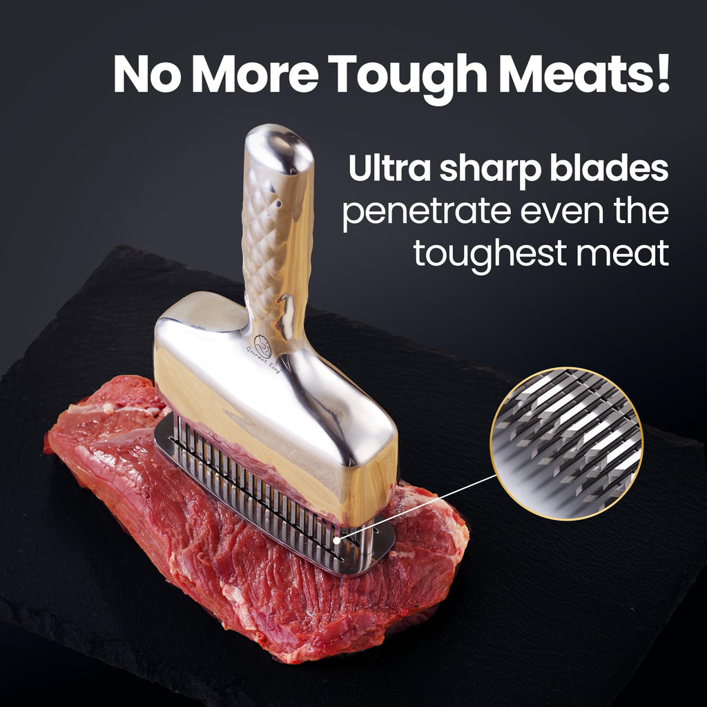 Meat Tenderizer Tool - Hand Held Blade Tenderizer for Meat - Ultra Sharp Needle Blades 100% Stainless Steel - Heavy Duty Kitchen Gadgets - Cooking Gadgets for Tenderizing Chicken, Steak, Veal, BBQ