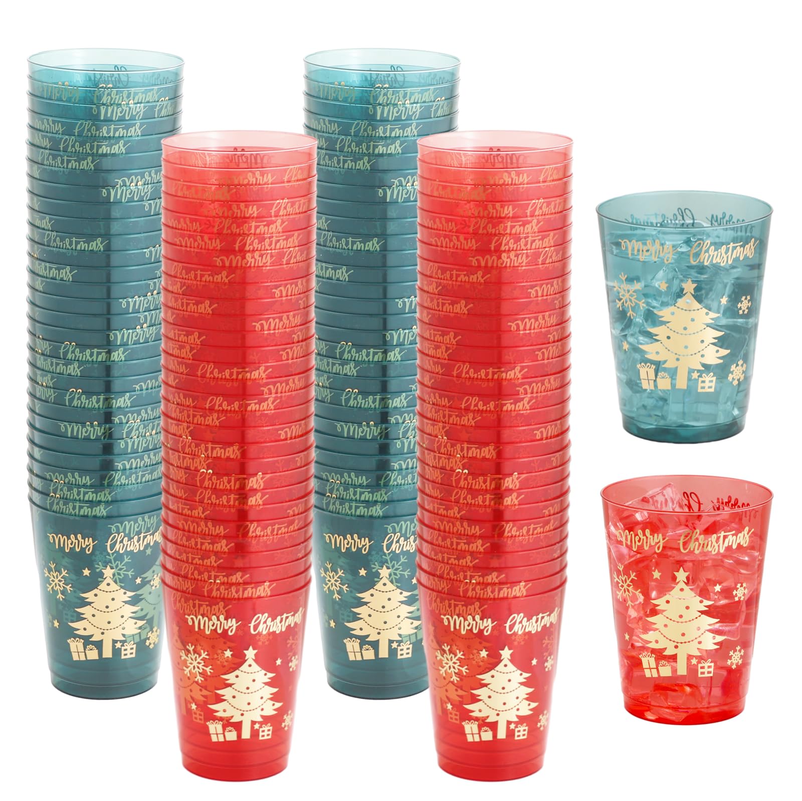 DaYammi 100 Pack 10oz Pink Plastic Cups for Party Premium Glitter Disposable Plastic Cup for Martini and Cocktail, Hard Pink Disposable Cups for Wedding,pink cups for Mother's Day Party