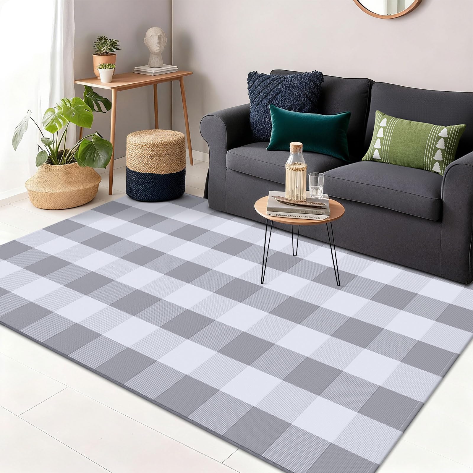 OLANLY Black and White Striped Rug 2'4" x 3'7" (27.5" x 43") – Washable Cotton Indoor Outdoor Doormat for Front Door, Entryway, Kitchen, Porch, Patio Decor