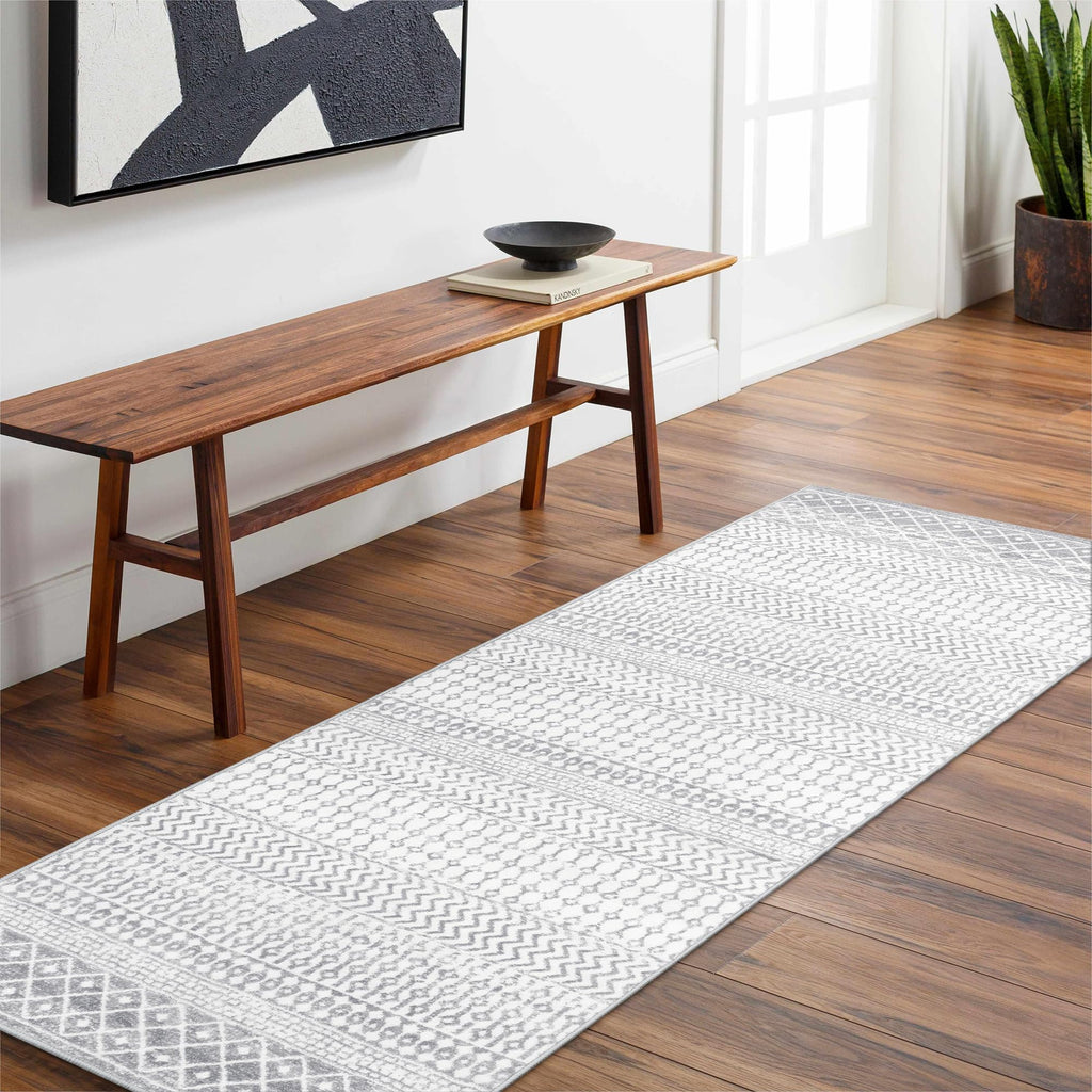 Moroccan Washable Rugs, 2x3 Light Grey Rug Non-Slip Small Distressed Entryway Rugs, Soft Low-Pile Bedroom Rug Indoor Doormat Carpet for Entryway Kitchen Bathroom
