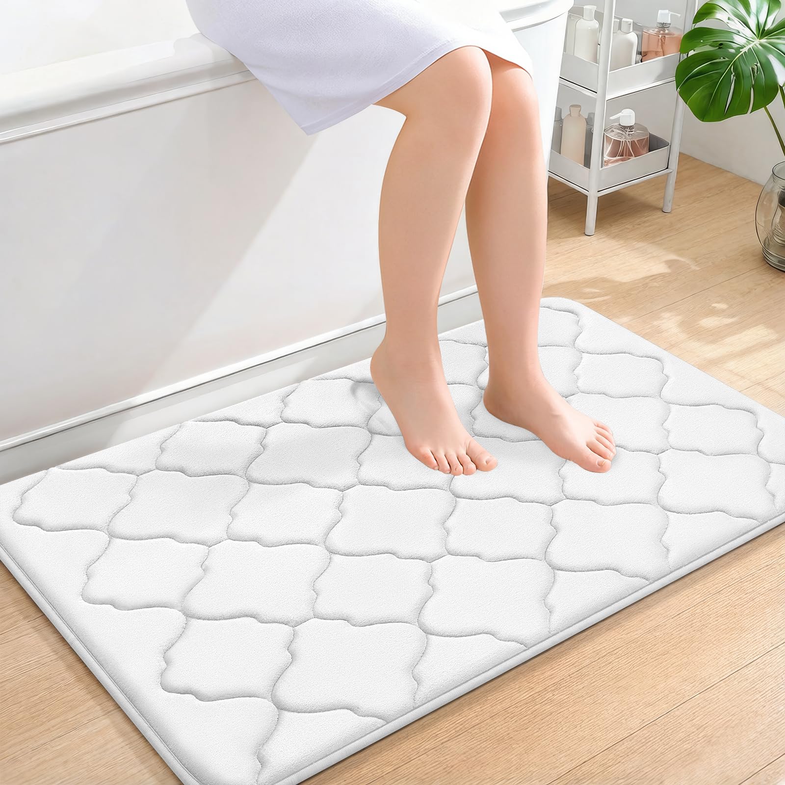 OLANLY Memory Foam Bath Mat Rug 24x16, Ultra Soft and Absorbent Bathroom Rugs, Non-Slip, Comfortable, Machine Washable Bath Carpet for Bathroom Floor, Tub, Shower and Home Decor Accessories, Black