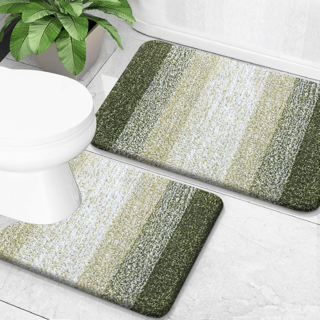 OLANLY Bathroom Rug Set 2 Piece, Soft Absorbent Microfiber Bath Mats and U-Shaped Contour Toilet Rug, Non-Slip, Machine Wash Dry, Plush Shaggy Bath Mats for Bathroom (24"x16"+24"x20", Grey)