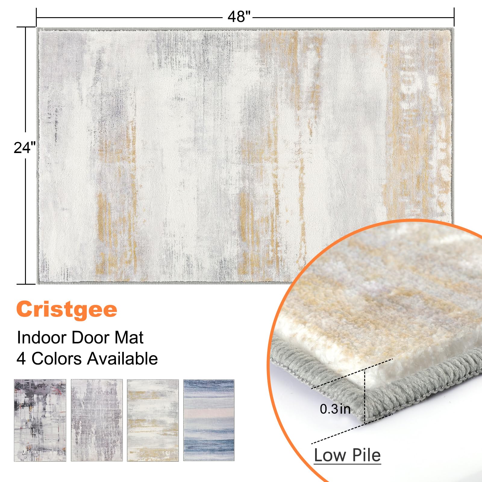 CRISTGEE Door Mat, Front Indoor Door Mat Faux Wool Non-Slip Entryway Rug Absorbent Abstract Throw Rug for Indoor Entrance Hallway Laundry Room, High Traffic Areas, 20X32 Inches, Gray Washable