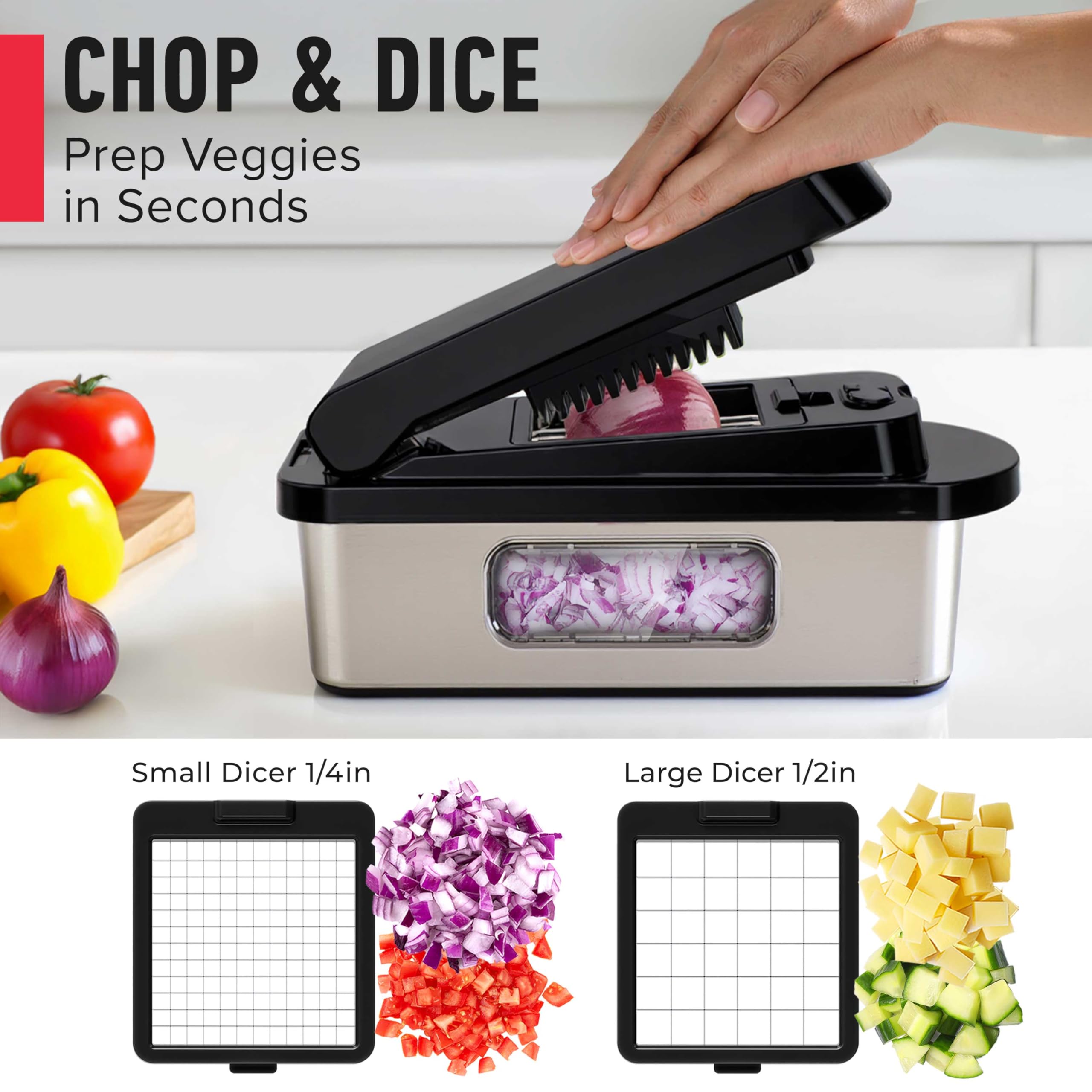 Mueller The Real Original Pro Chopper since 2013 Vegetable Chopper Mandoline Slicer, 8 Blade Food Veggie Chopper Onion Vegetable Cutter with Container, Kitchen Gadgets & Essentials, (10 in 1)