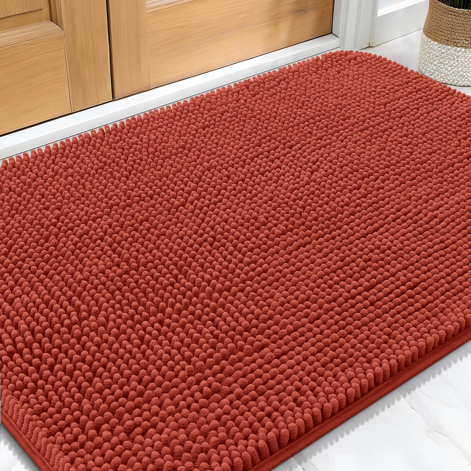OLANLY Dog Door Mat for Muddy Paws 48x30, Absorbs Moisture and Dirt, Absorbent Non-Slip Washable Doormat, Quick Dry Chenille Mud Mat for Dogs, Entry Indoor Entryway Carpet for Inside Floor, Grey