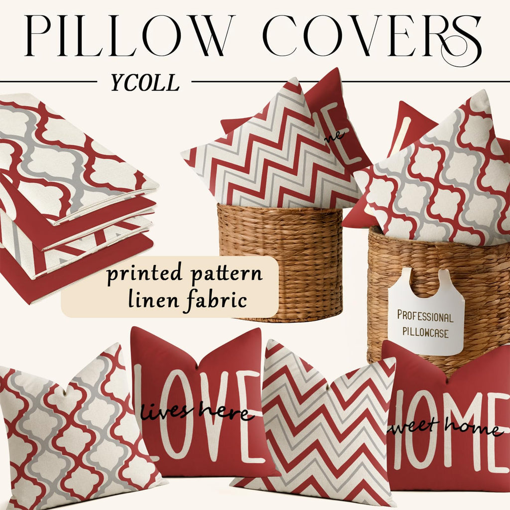 YCOLL Farmhouse Pillow Covers 18x18 Set of 4 Throw Pillow Covers Rustic Linen Decorative Pillows Square Cushion Covers for Couch Sofa Bedroom Home Decor