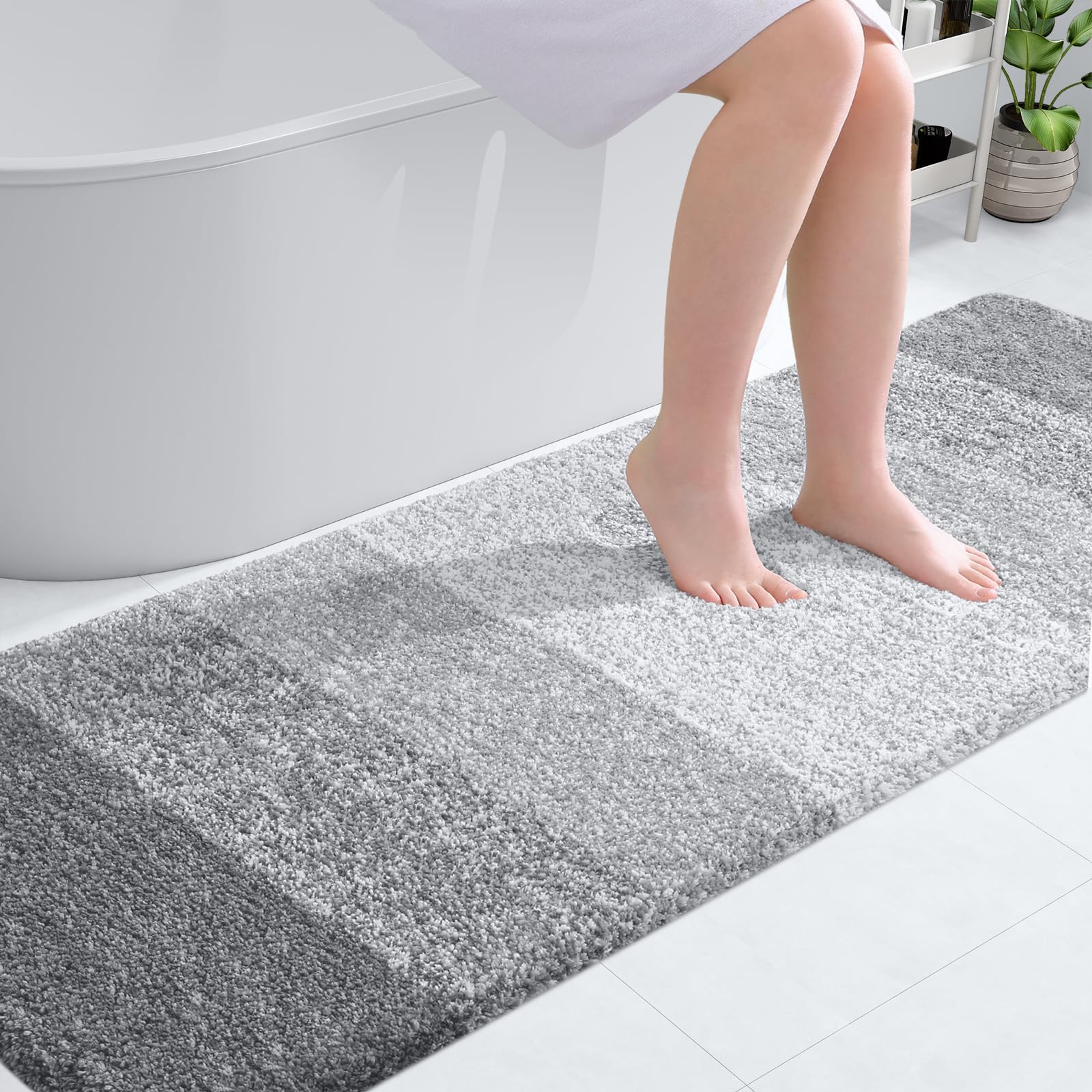 OLANLY Bathroom Rugs Mat 30x20, Extra Soft Absorbent Microfiber Bath Rugs, Rubber Backing, Quick Dry, Machine Washable Bath Mats for Bathroom Floor, Tub and Shower, Home Decor Accessories, Grey