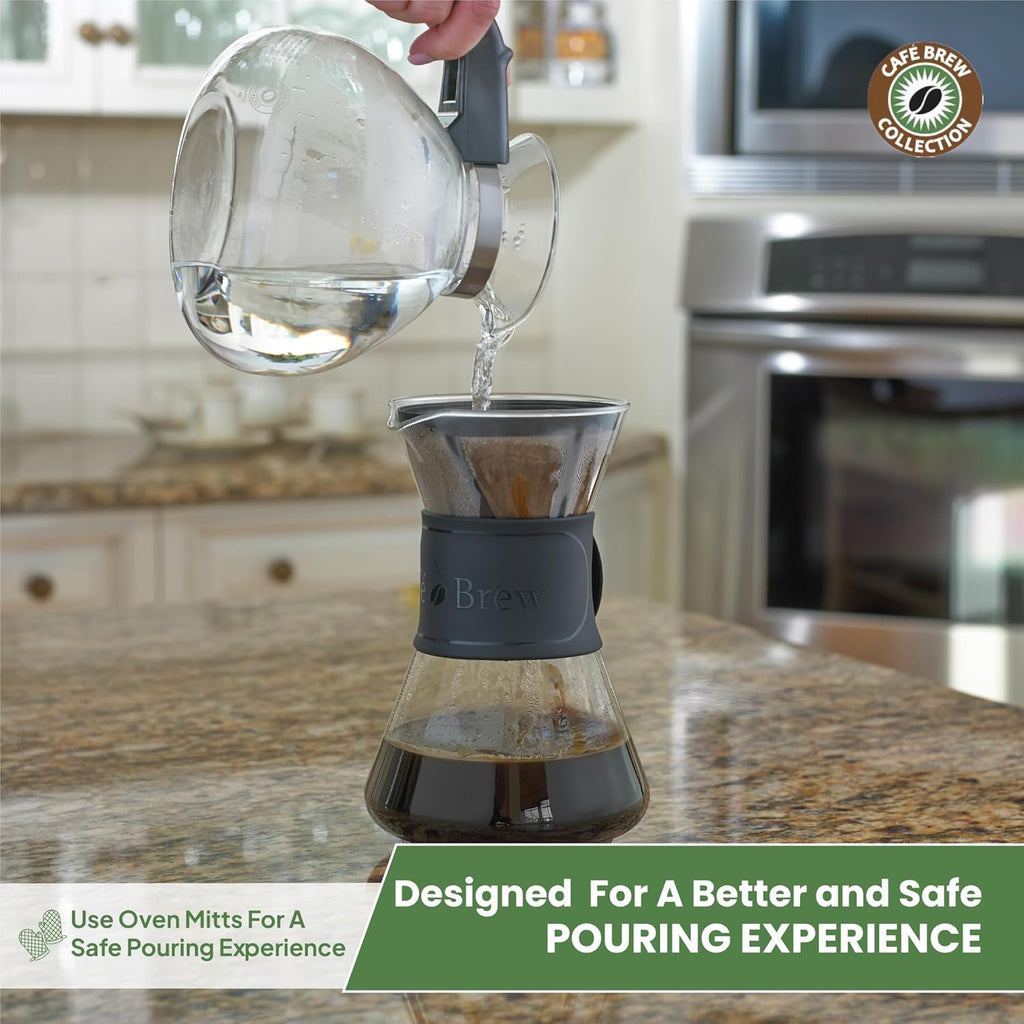 Borosilicate Glass Stove Top Whistling Tea Kettle - 12 Cup/48oz Capacity - BPA-Free - German Made Glass Kettle for Gas, Electric, and Glass Ranges