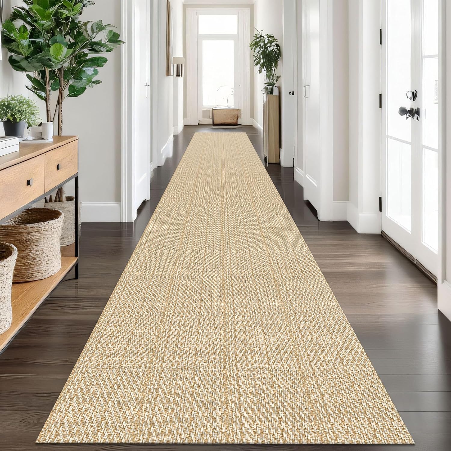 IOHOUZE Small Area Rug 2x3 Washable Woven Rugs for Entryway Non Slip Rubber Backed Kitchen Rugs Indoor Outdoor Doormat Throw Rug Floor Carpet for Entrance Front Door, Orange/Tan/Brown