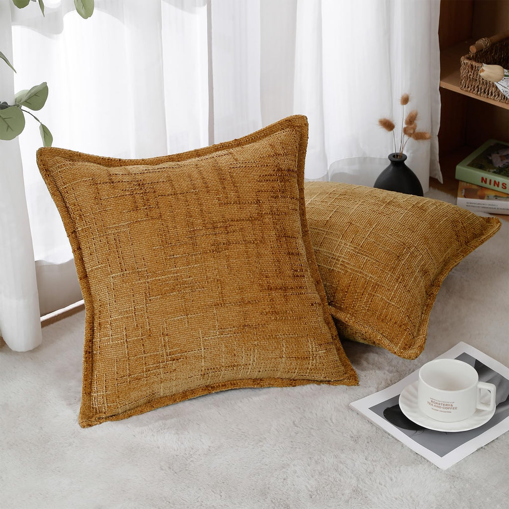 HPUK Decorative Throw Pillow Covers Set of 4 Square Couch Pillows Linen Cushion Cover for Couch Sofa Living Room, 18"x18" inches, Blue