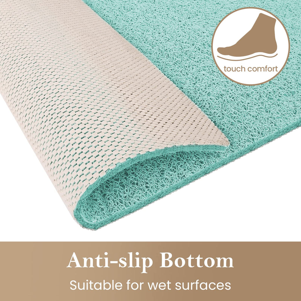 PVC Loofah Shower/Bathtub Mat Non-Slip, 24x16 inch, Soft Tub Mat with Drain, for Tub and Bathroom,Quick Drying,Grey