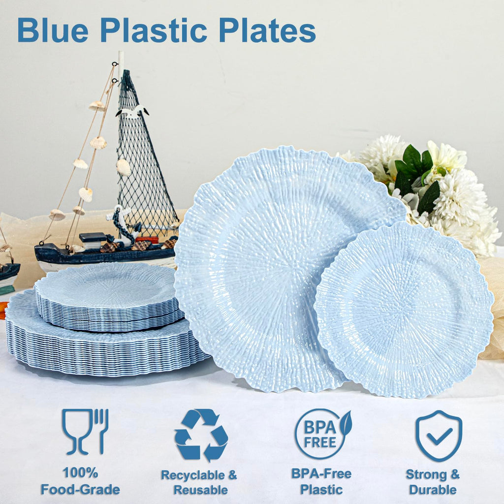DaYammi 60Pcs Gold Plastic Plates-Elegant Gold Plates Disposable & Reusable-Heavy Duty Plastic Plates for Party Including 30 Dinner Plate, 30 Dessert Plate for Weddings,Dinner Parties