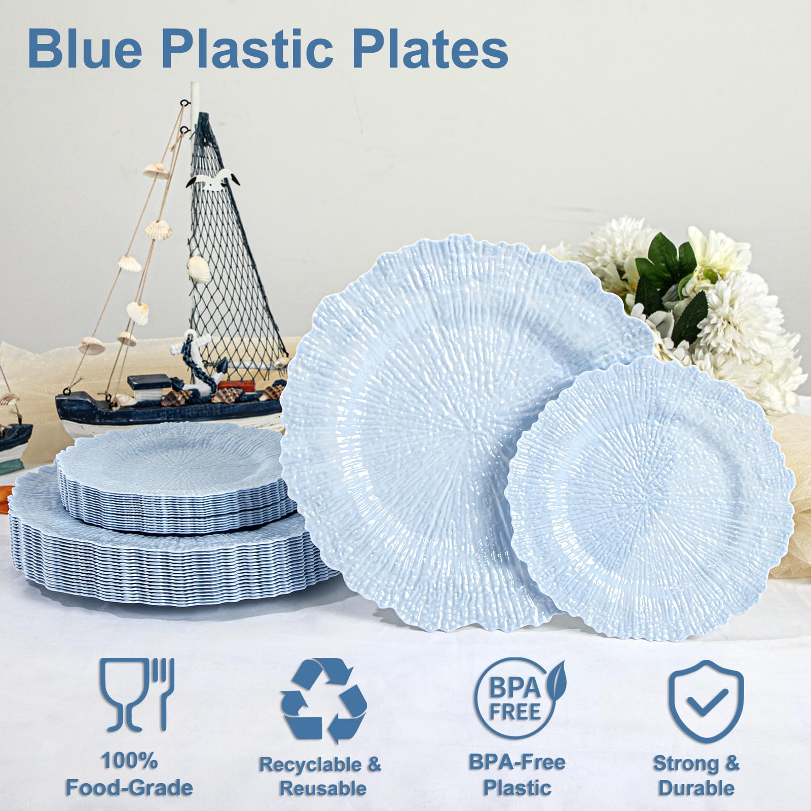 DaYammi 60Pcs Gold Plastic Plates-Elegant Gold Plates Disposable & Reusable-Heavy Duty Plastic Plates for Party Including 30 Dinner Plate, 30 Dessert Plate for Weddings,Dinner Parties