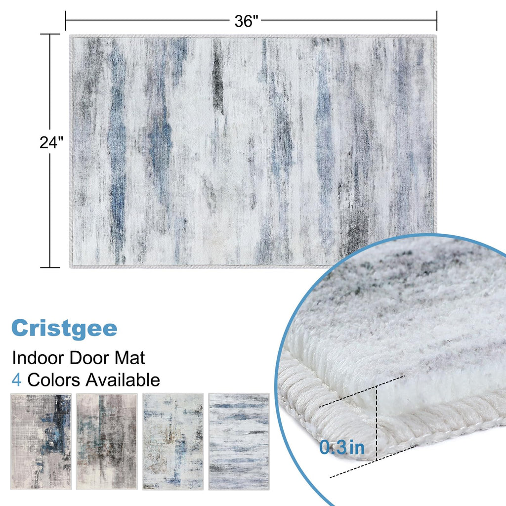 CRISTGEE Door Mat, Front Indoor Door Mat Faux Wool Non-Slip Entryway Rug Absorbent Abstract Throw Rug for Indoor Entrance Hallway Laundry Room, High Traffic Areas, 20X32 Inches, Gray Washable