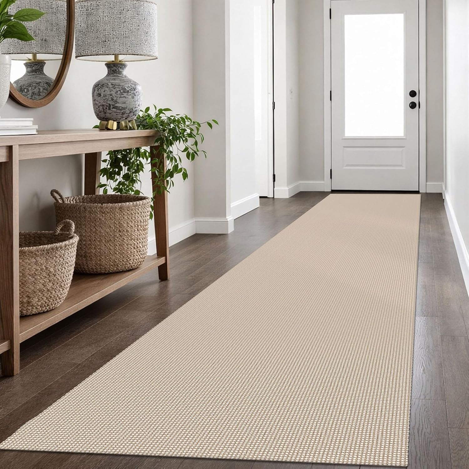 IOHOUZE Small Area Rug 2x3 Washable Woven Rugs for Entryway Non Slip Rubber Backed Kitchen Rugs Indoor Outdoor Doormat Throw Rug Floor Carpet for Entrance Front Door, Orange/Tan/Brown