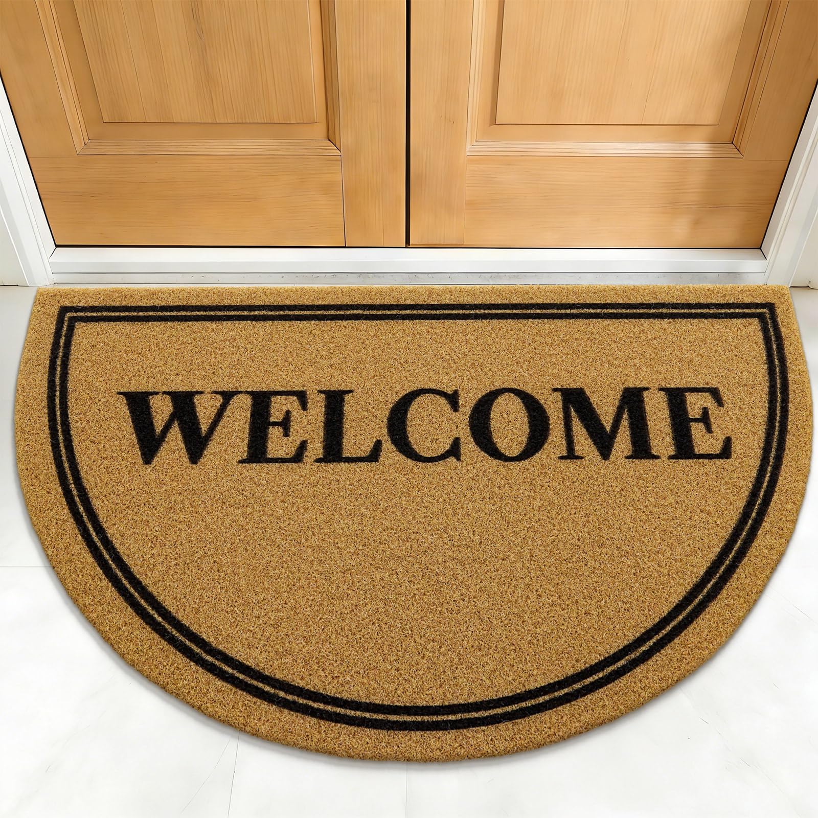 OLANLY Front Door Mat, Low Profile Doormat, Stain and Fade Resistant, Easy to Clean, for Indoor and Outdoor Entrances, Patio Porch or Entryway, Brown (30x17 Inch, Home Sweet Home)